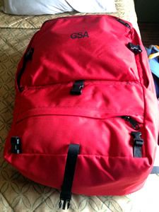 picture of a red backpack