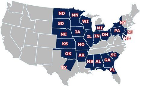 Midwest Coast Transport Hiring Map